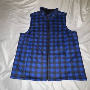 Erika Men's Blue and Black Plaid Vest